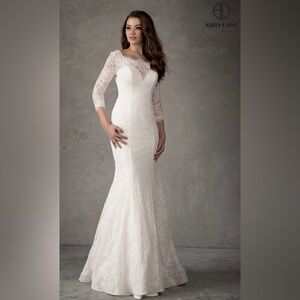 🚨 BRIDAL BLOWOUT NWT Ivory Lace Wedding Gown with 3/4 Sleeves! SZ:10